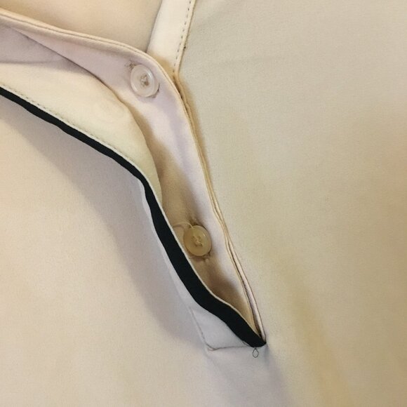 Classy Sheer Bisque and Black Trim Tunic Neck Blouse - Picture 5 of 16